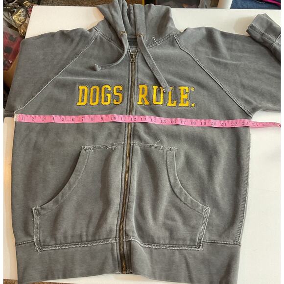 Comfort Colors “Dogs Rule” Small Full Zip Hoodie Gray / Gold - Picture 3 of 6